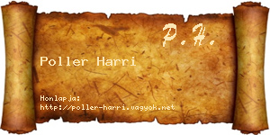 Poller Harri névjegykártya